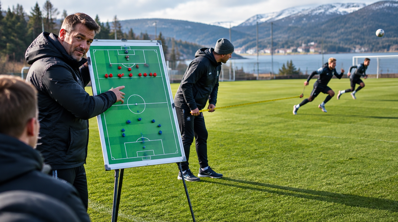 Treneren gransker avstanden bak den høye forsvarslinja